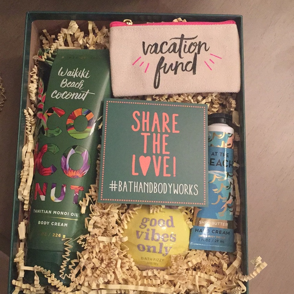New Bath and BodyWorks lotions and  bath fizzy.